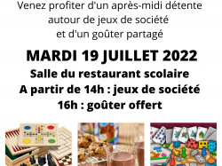 APRES-MIDI ANIMATION JEUX GOUTER MARDI 19 JUILLET.