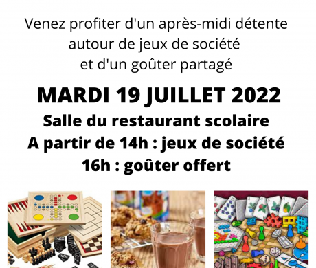 APRES-MIDI ANIMATION JEUX GOUTER MARDI 19 JUILLET.