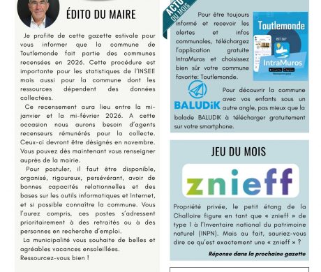 VOTRE GAZETTE D’AOUT 2025