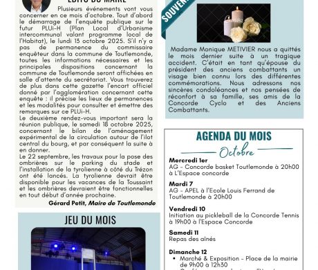 VOTRE GAZETTE DU MOIS D’OCTOBRE 2025