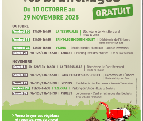 Opération de broyage des végétaux pour les particuliers du territoire de Cholet Agglomération – Automne 2025
