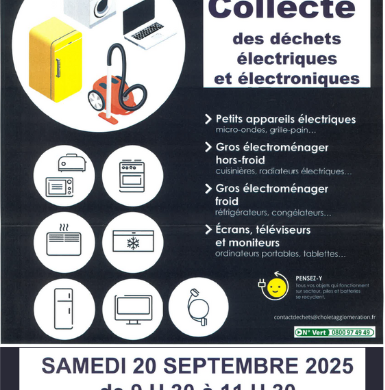 RAPPEL – COLLECTE DES DECHETS ELECTRIQUES ET ELECTRONIQUES- SAMEDI 20 SEPTEMBRE