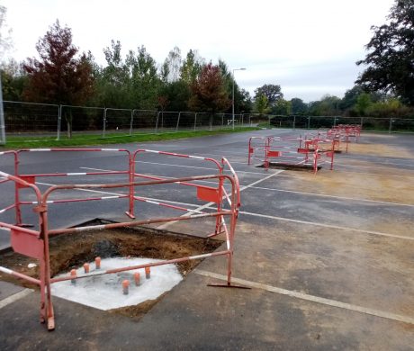 Fondations des ombrières du parking