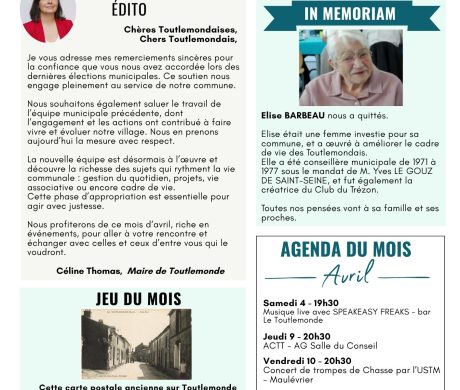VOTRE GAZETTE DU MOIS D’AVRIL 2026