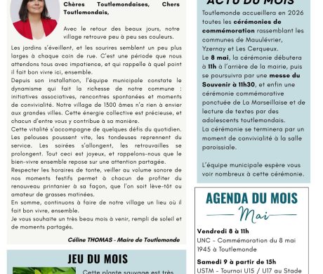 VOTRE GAZETTE DU MOIS DE MAI 2026