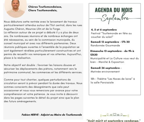 VOTRE GAZETTE DU MOIS DE SEPTEMBRE 2026